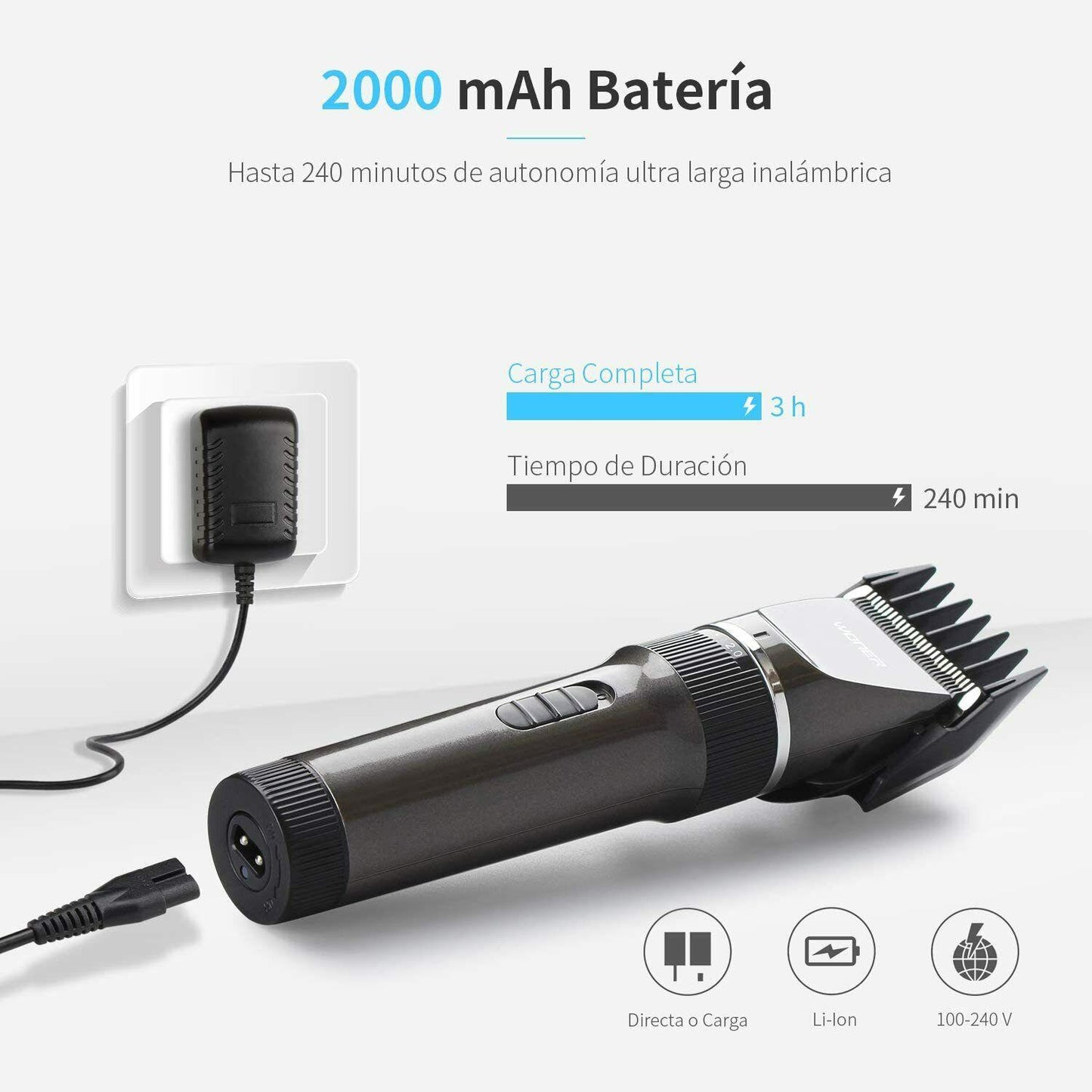Woner Hc-818b Trimmer Professional Mens Machine Cut Hair Wireless