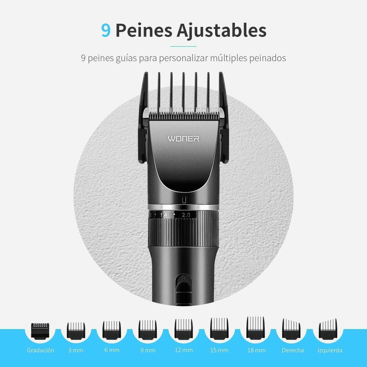 Woner Hc-818b Trimmer Professional Mens Machine Cut Hair Wireless